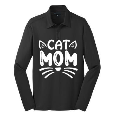 Cat Mom Silk Touch Performance Long Sleeve Polo