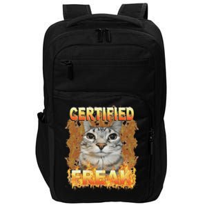 Cat Meme Certified Freak Eat Cement Cursed Cat Impact Tech Backpack