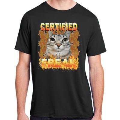 Cat Meme Certified Freak Eat Cement Cursed Cat Adult ChromaSoft Performance T-Shirt