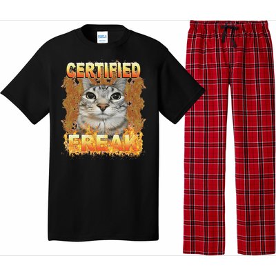 Cat Meme Certified Freak Eat Cement Cursed Cat Pajama Set