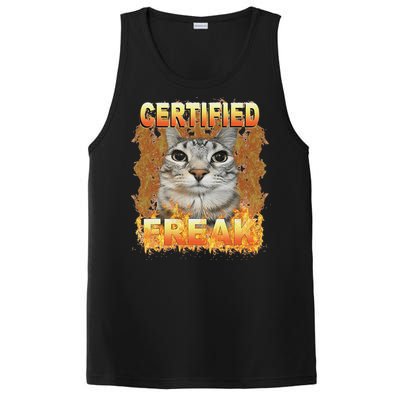 Cat Meme Certified Freak Eat Cement Cursed Cat PosiCharge Competitor Tank