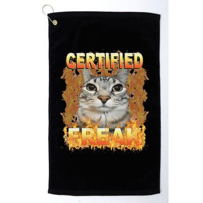 Cat Meme Certified Freak Eat Cement Cursed Cat Platinum Collection Golf Towel