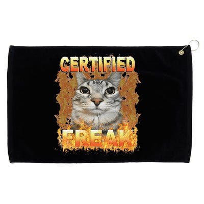 Cat Meme Certified Freak Eat Cement Cursed Cat Grommeted Golf Towel