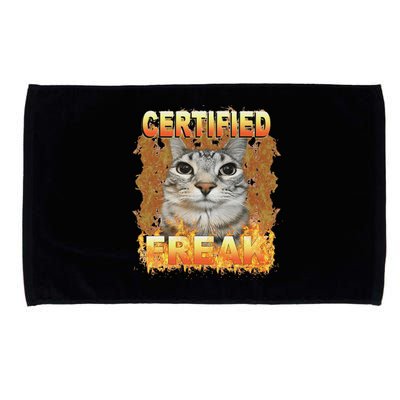 Cat Meme Certified Freak Eat Cement Cursed Cat Microfiber Hand Towel