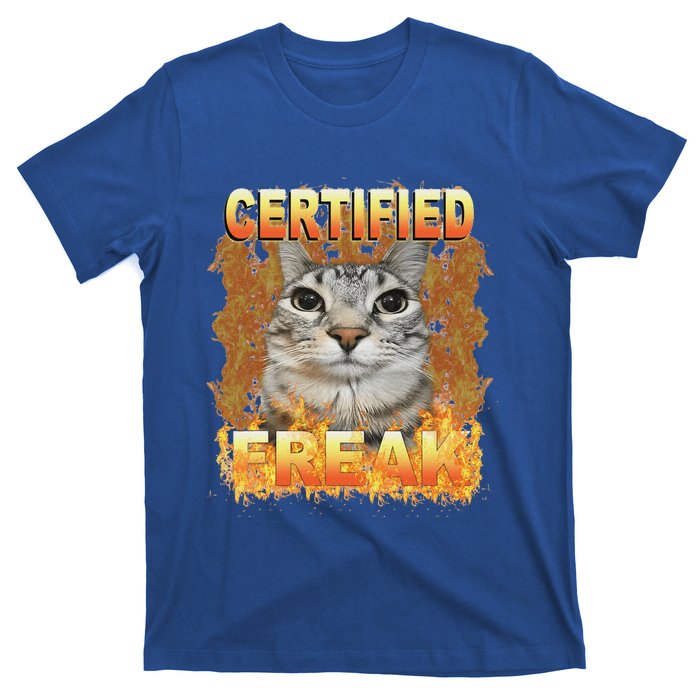 Cat Meme Certified Freak Eat Cement Cursed Cat T-Shirt