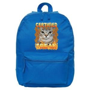 Cat Meme Certified Freak Eat Cement Cursed Cat 16 in Basic Backpack