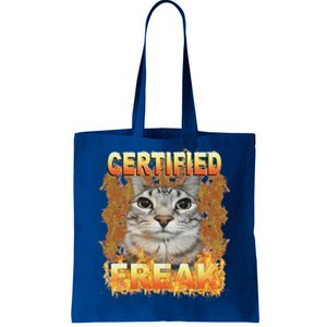 Cat Meme Certified Freak Eat Cement Cursed Cat Tote Bag