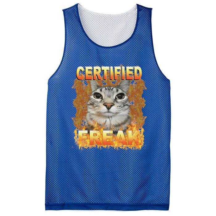 Cat Meme Certified Freak Eat Cement Cursed Cat Mesh Reversible Basketball Jersey Tank