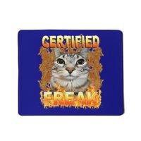 Cat Meme Certified Freak Eat Cement Cursed Cat Mousepad