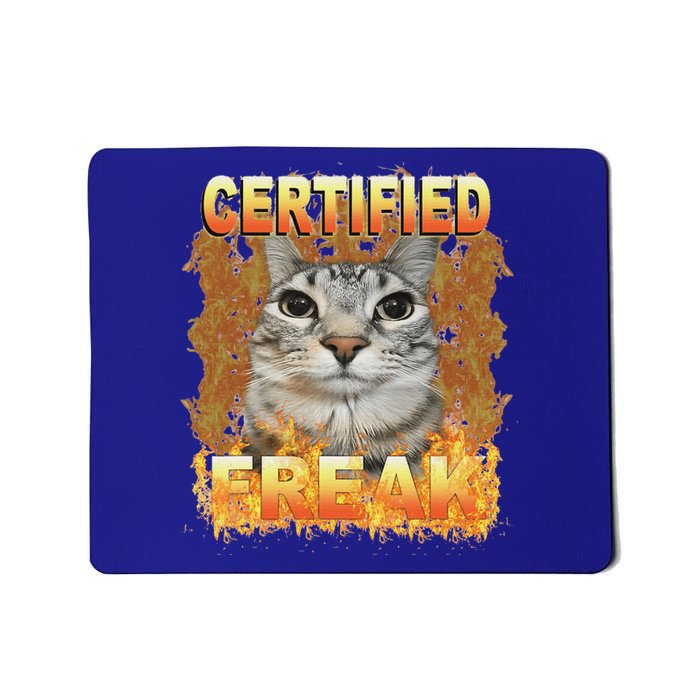 Cat Meme Certified Freak Eat Cement Cursed Cat Mousepad