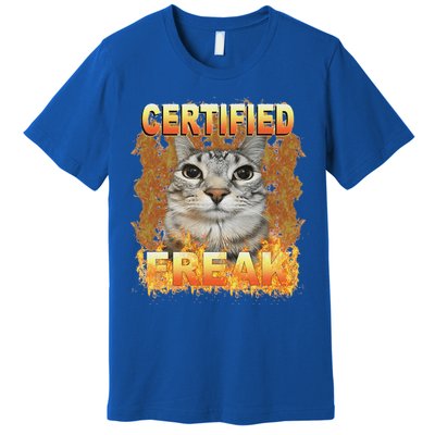 Cat Meme Certified Freak Eat Cement Cursed Cat Premium T-Shirt