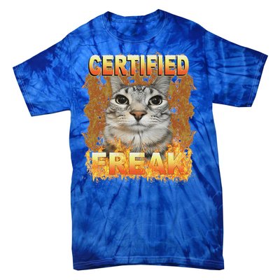 Cat Meme Certified Freak Eat Cement Cursed Cat Tie-Dye T-Shirt