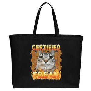 Cat Meme Certified Freak Eat Cement Cursed Cat Cotton Canvas Jumbo Tote