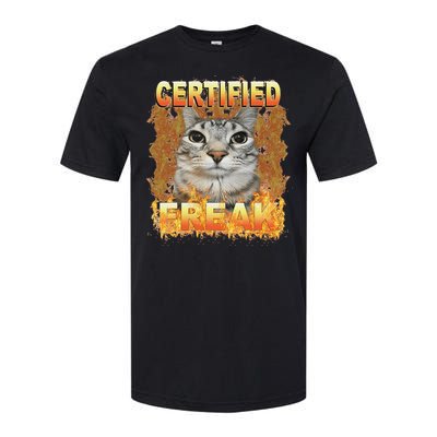 Cat Meme Certified Freak Eat Cement Cursed Cat Softstyle CVC T-Shirt