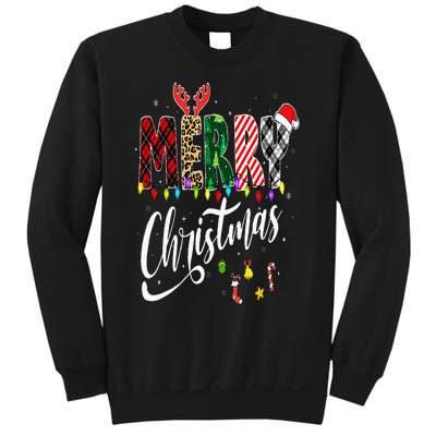 Cute Merry Christmas Leopard Buffalo Red Plaid Sweatshirt