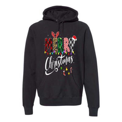 Cute Merry Christmas Leopard Buffalo Red Plaid Premium Hoodie