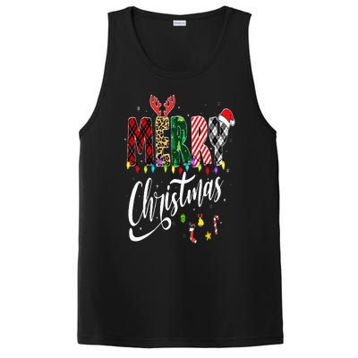 Cute Merry Christmas Leopard Buffalo Red Plaid PosiCharge Competitor Tank