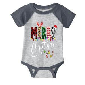 Cute Merry Christmas Leopard Buffalo Red Plaid Infant Baby Jersey Bodysuit