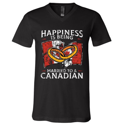 Canada Marriage Canadian Married Flag Wedded Culture Flag V-Neck T-Shirt