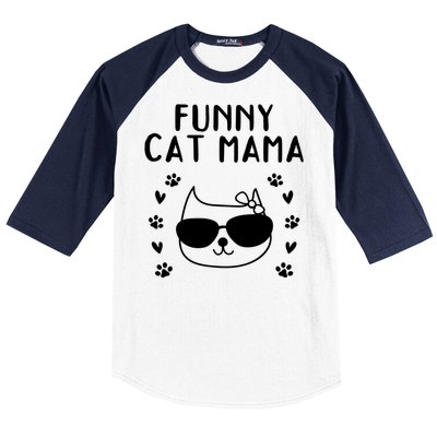 Cat Mama Cat Owner Cat Lover Cat Mom Gift Funny Cat Mama Gift Baseball Sleeve Shirt