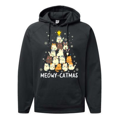 Catmas Meowy Christmas Cat Tree Funny Performance Fleece Hoodie