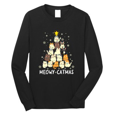 Catmas Meowy Christmas Cat Tree Funny Long Sleeve Shirt