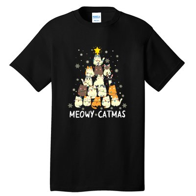 Catmas Meowy Christmas Cat Tree Funny Tall T-Shirt