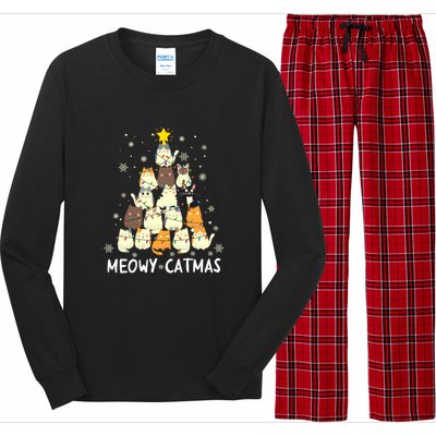 Catmas Meowy Christmas Cat Tree Funny Long Sleeve Pajama Set