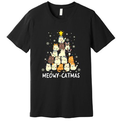 Catmas Meowy Christmas Cat Tree Funny Premium T-Shirt