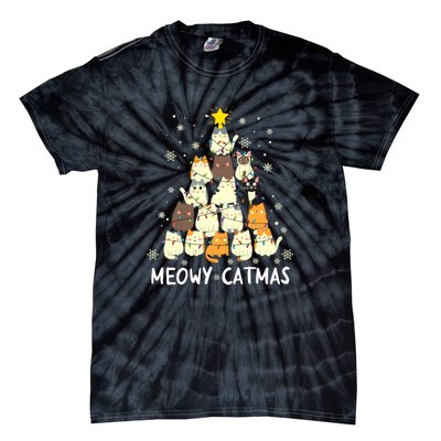 Catmas Meowy Christmas Cat Tree Funny Tie-Dye T-Shirt