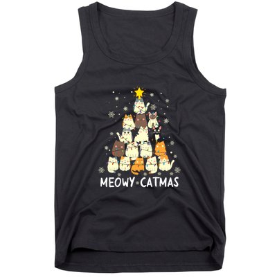 Catmas Meowy Christmas Cat Tree Funny Tank Top