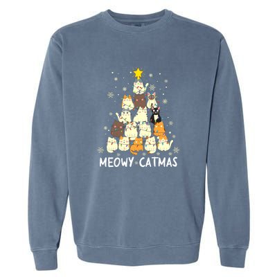 Catmas Meowy Christmas Cat Tree Funny Garment-Dyed Sweatshirt