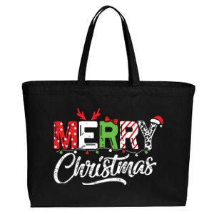 Cute Merry Christmas Matching Family Christmas Cotton Canvas Jumbo Tote