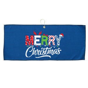 Cute Merry Christmas Matching Family Christmas Large Microfiber Waffle Golf Towel