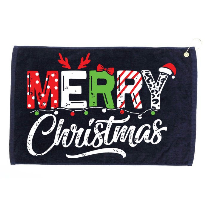 Cute Merry Christmas Matching Family Christmas Grommeted Golf Towel