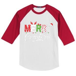 Cute Merry Christmas Matching Family Christmas Kids Colorblock Raglan Jersey