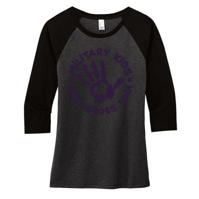 Cute Military Children Are Heroes Too Women's Tri-Blend 3/4-Sleeve Raglan Shirt