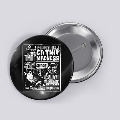 Catnip Madness Cute Kitten Cat Lover Gift For Cat Owners Button