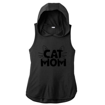 Cat Mom Ladies PosiCharge Tri-Blend Wicking Draft Hoodie Tank