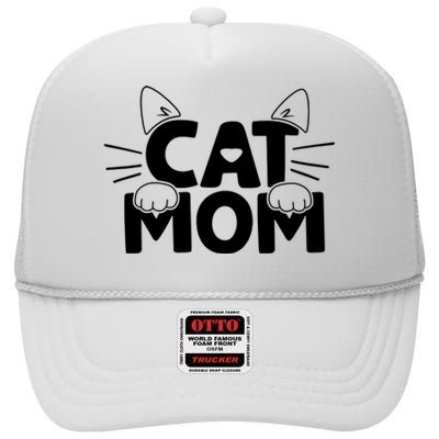 Cat Mom High Crown Mesh Back Trucker Hat