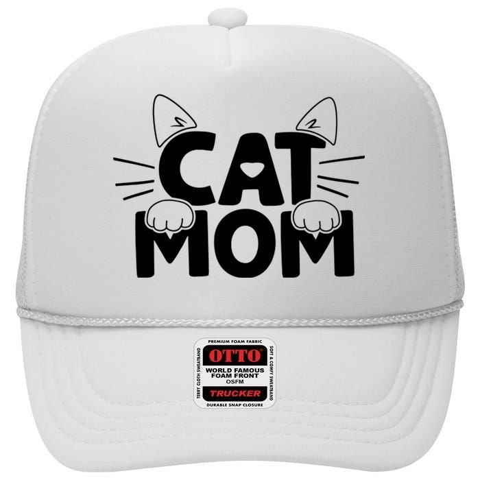 Cat Mom High Crown Mesh Back Trucker Hat