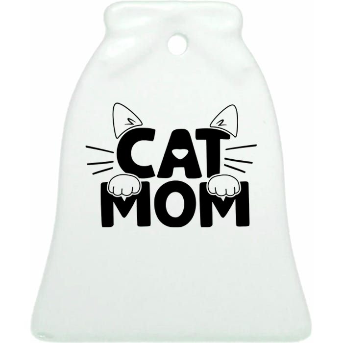 Cat Mom Ceramic Bell Ornament