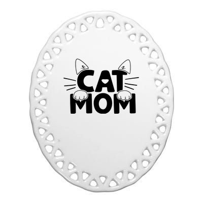 Cat Mom Ceramic Oval Ornament