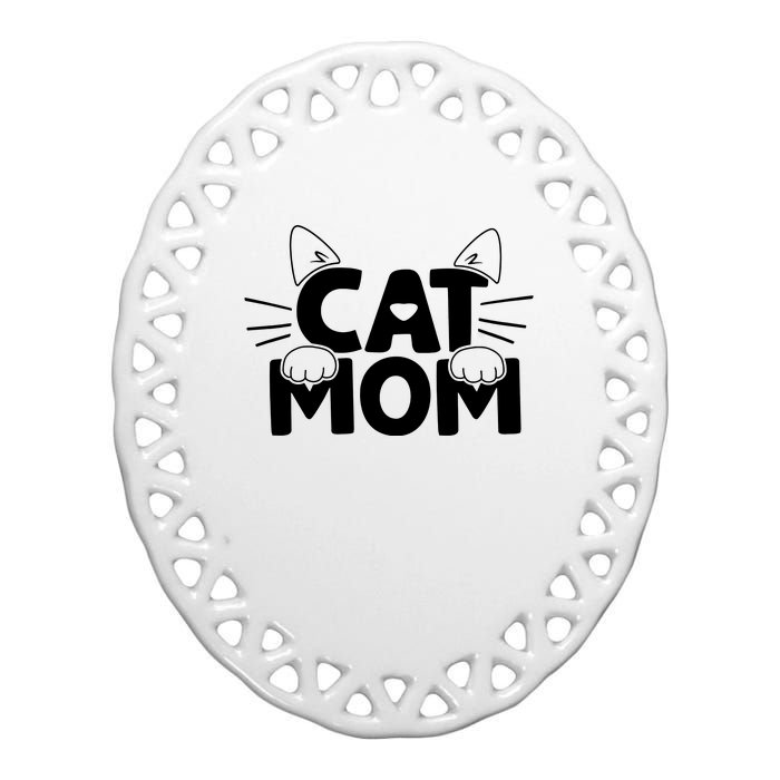 Cat Mom Ceramic Oval Ornament