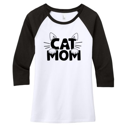 Cat Mom Women's Tri-Blend 3/4-Sleeve Raglan Shirt