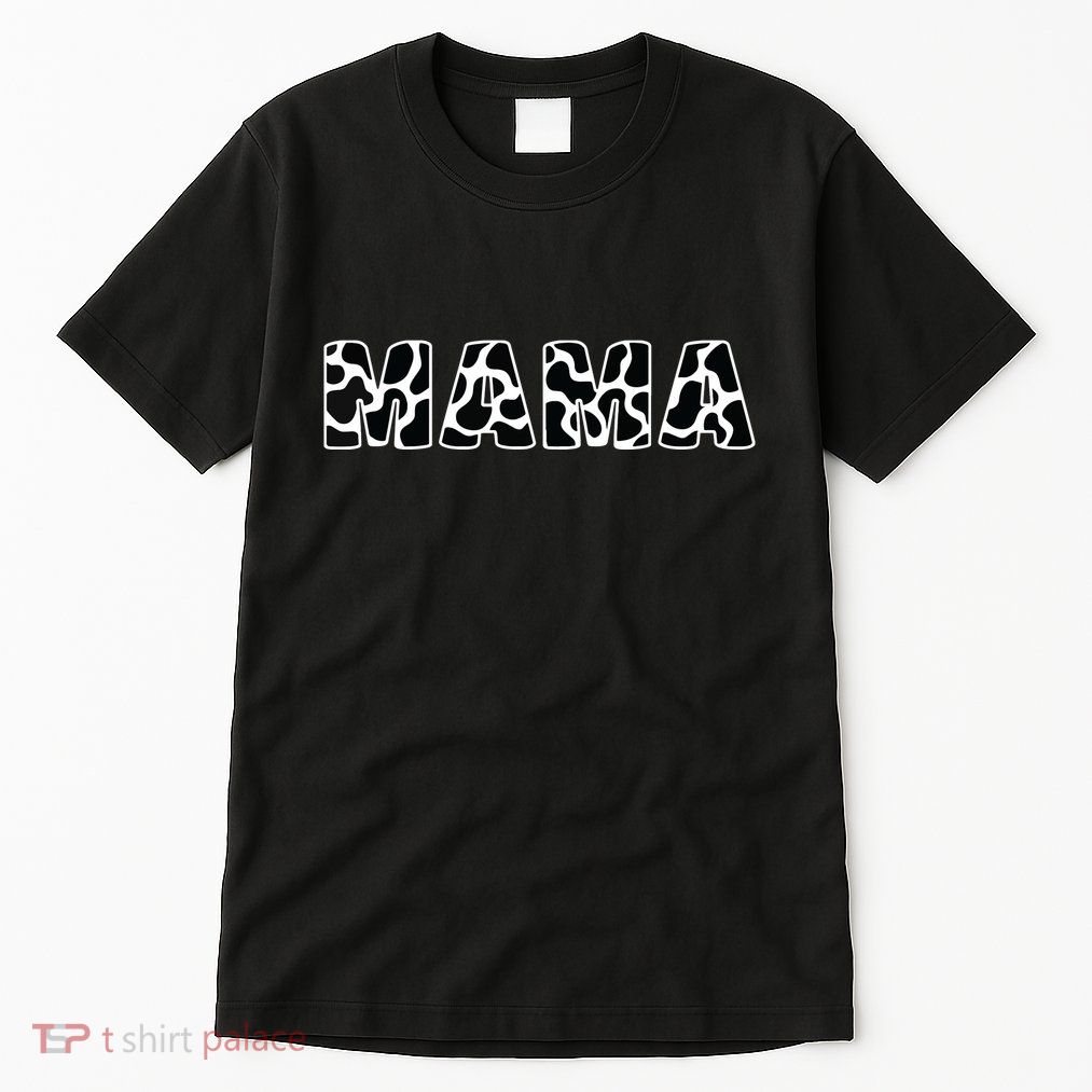 Cute Mama Cow Print Black White Mother Animal Pattern Tall T-Shirt