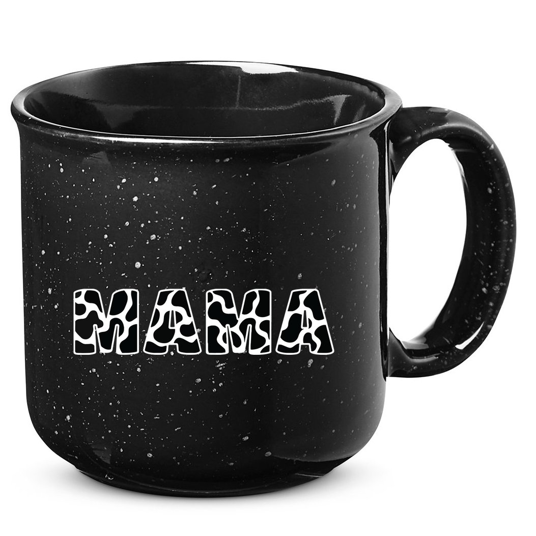 Cute Mama Cow Print Black White Mother Animal Pattern 15oz Campfire Ceramic Mug
