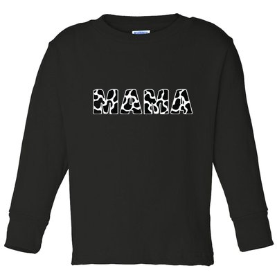 Cute Mama Cow Print Black White Mother Animal Pattern Toddler Long Sleeve Shirt