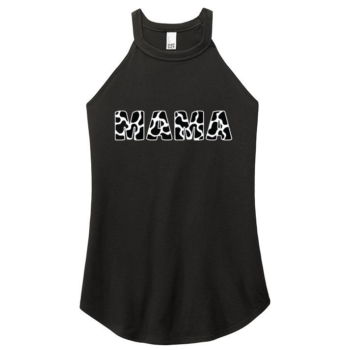 Cute Mama Cow Print Black White Mother Animal Pattern Women's Perfect Tri Rocker Tank