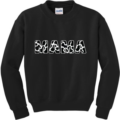 Cute Mama Cow Print Black White Mother Animal Pattern Kids Sweatshirt